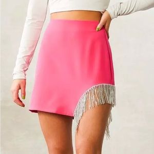 Fuchsia Rhinestone Fringe Mini Skirt - bought from Buckle